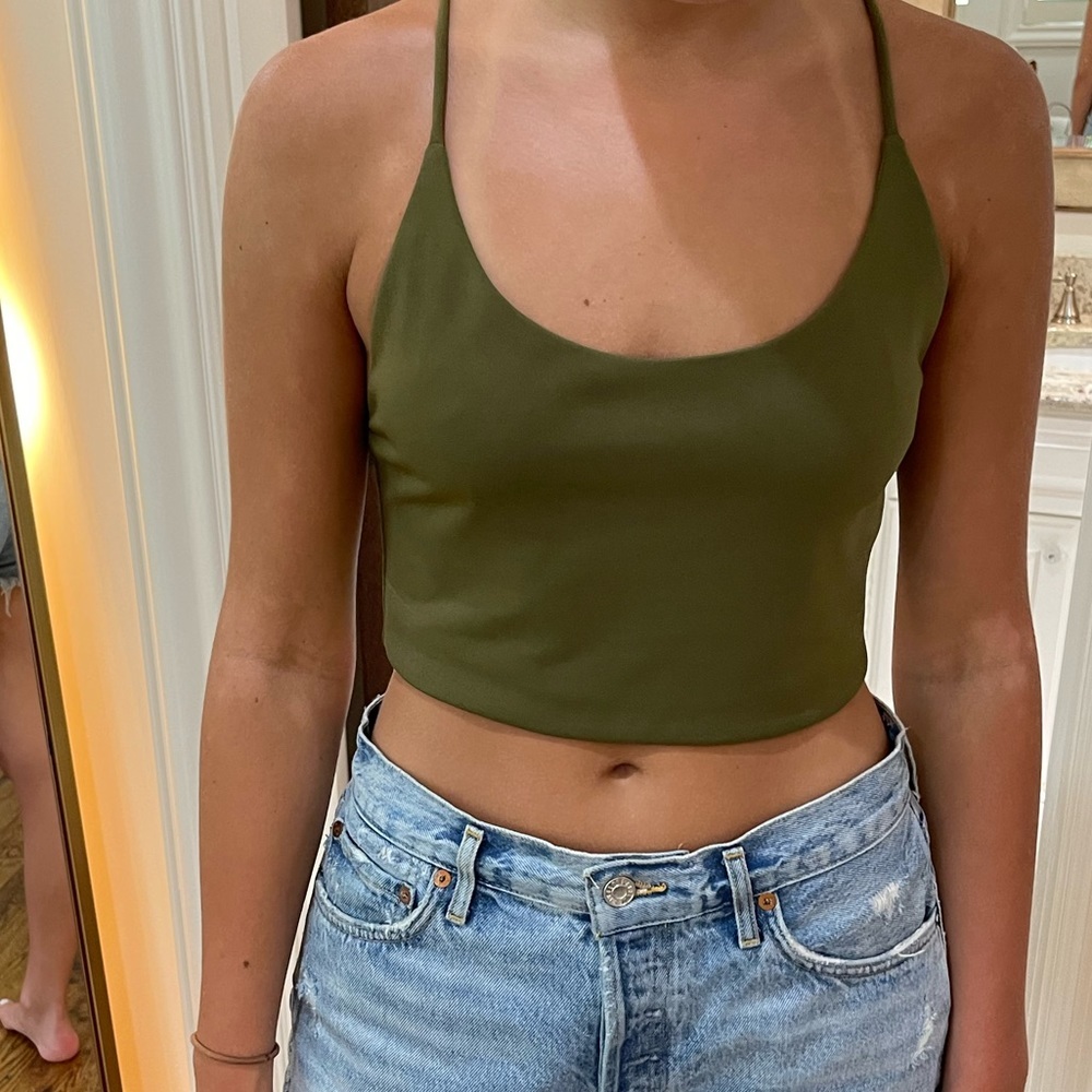 Alice + Olivia Olive Green Crop Tank Top